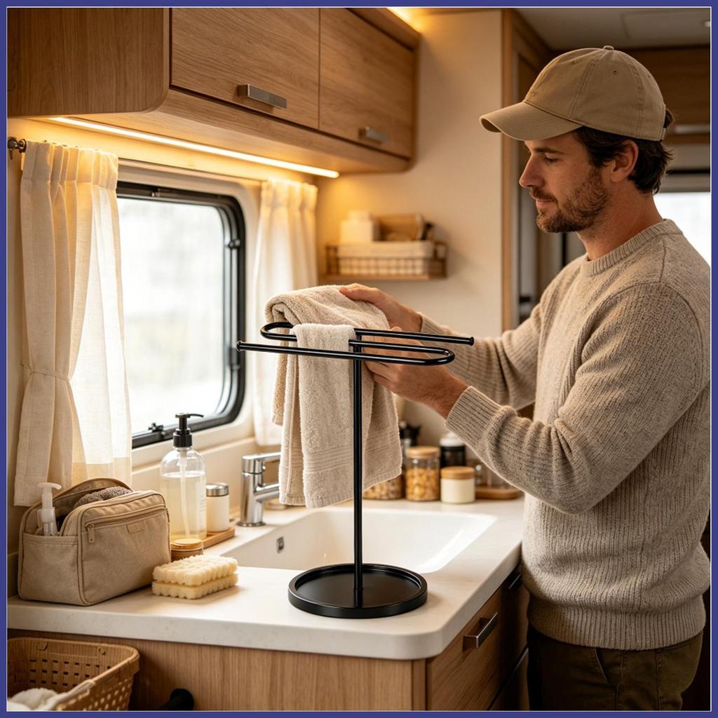 Standing Towel Rack S-Shape Dish Holder Hanger Non-Slip Hand Towel Stand for Kitchen Home Apartment 