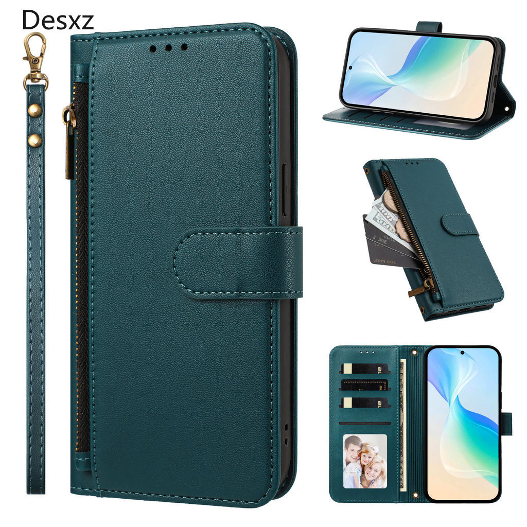 ปลอกสําหรับ OPPO Reno 14 14F 13 13F F ช่องใส่การ์ดซิปกระเป๋าสตางค์สไตล์ฝาครอบหนัง PU เคสโทรศัพท์