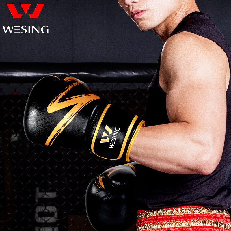Jiurishan wesing นวมชกมวยสําหรับผู้ใหญ่ ระบายอากาศได้ ทนทาน การฝึกการต่อสู้ ถุงมือเยาวชน สีดํา