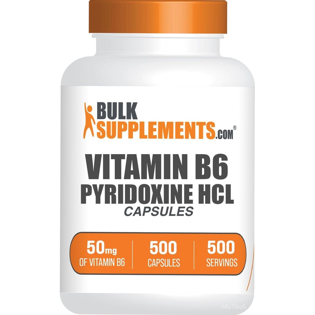 BulkSupplements.com Vitamin B6 Capsules - Pyridoxine HCl, Vitamin B6 50mg - 1 Capsule per Serving, 5