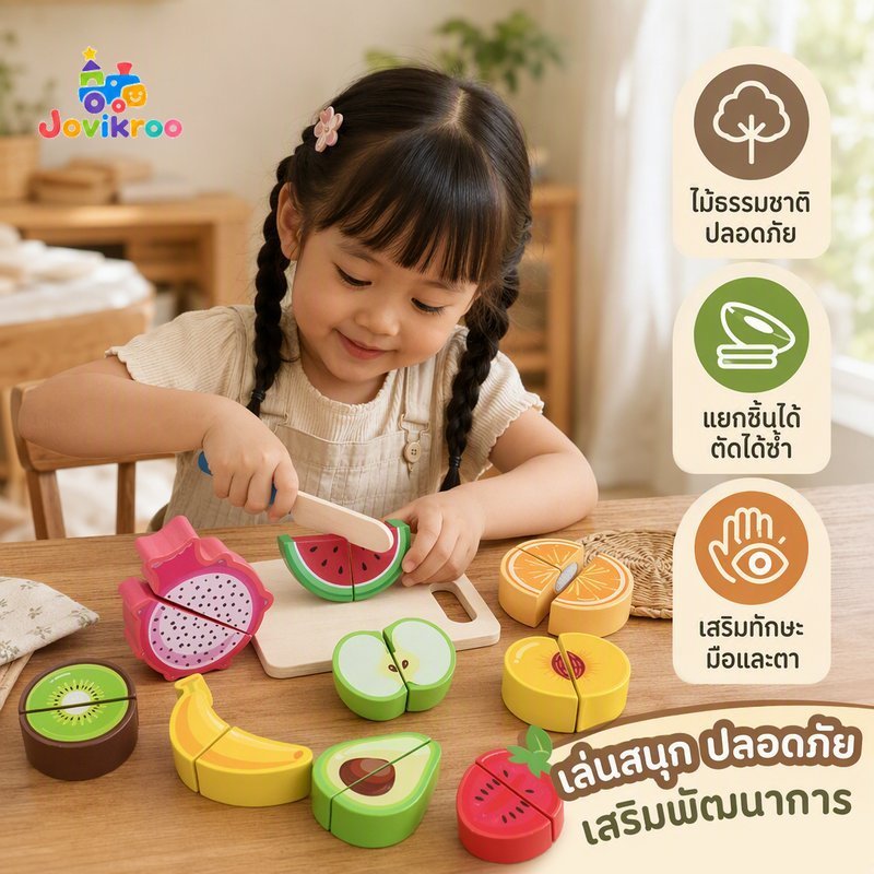 ไม้แกล้งครัวของเล่นชุดตัดผลไม้ผัก Montessori Velcro Slicing ปลอดภัยของขวัญ