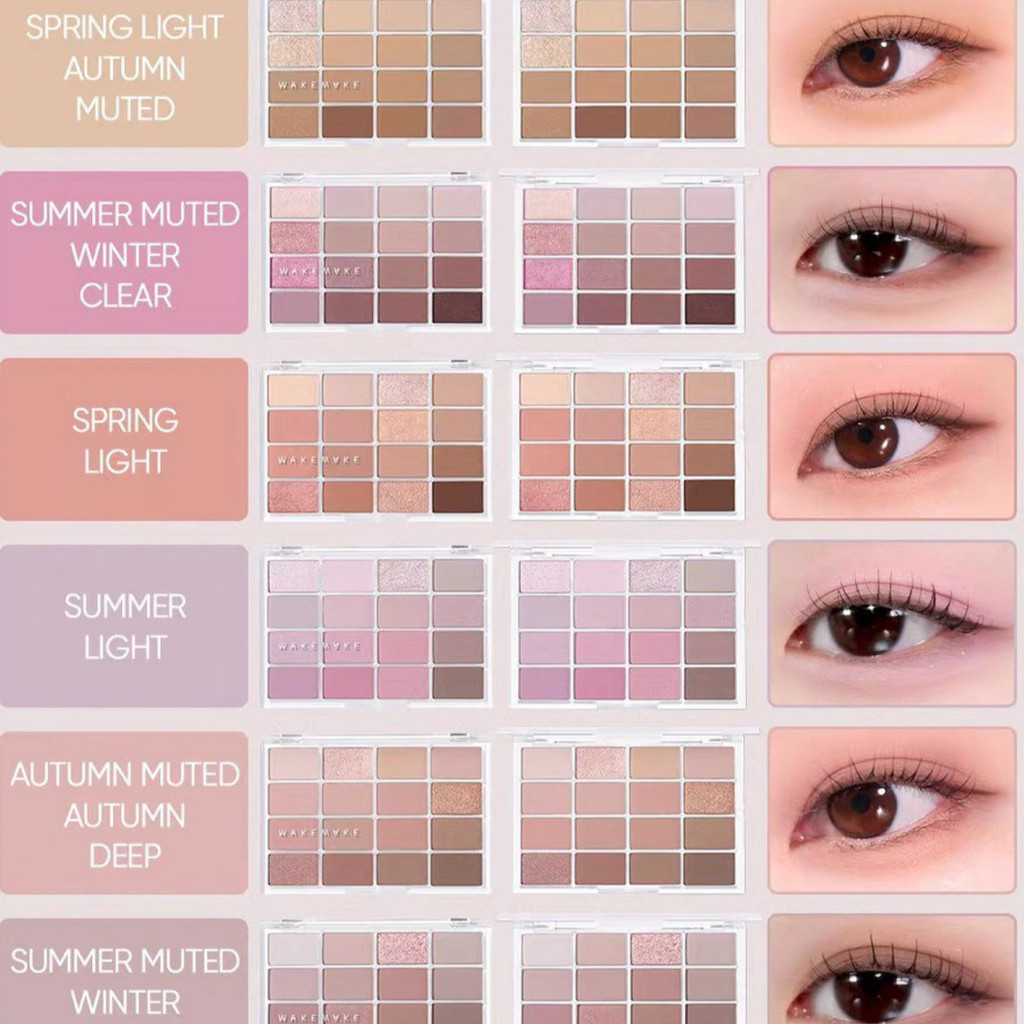 Yi Mengling แนะนําเกาหลี wakemake Eyeshadow Palette 16 สี Pearlescent Matte Pink Earth Brightening L