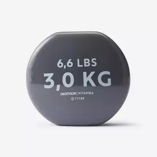 Decathlon 3 Kg Fitness Dumbbells Twin-Pack, Partially Recycled Cast Iron ดัมเบลแพ็คคู่ขนาด 3 กิโลกรัม - Grey