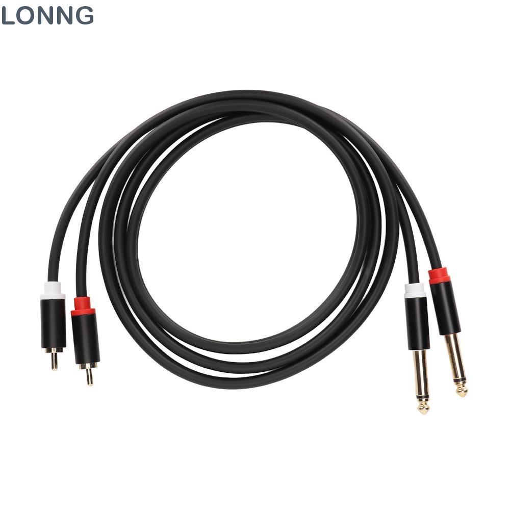 LONNG Dual 1/4 TS to Dual RCA Cable, Gold Plated 1.5m / 4.9ft 6.35mm 2 พอร์ต RCA ถึง 2 TS พอร์ต, สาย