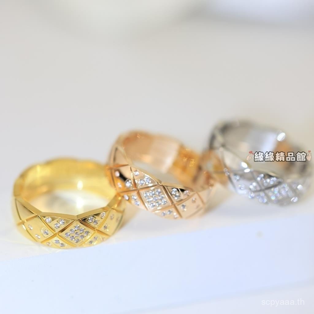 Spike Diamond Pattern Au750 Wide Version Thin Ring คู่ DAUT