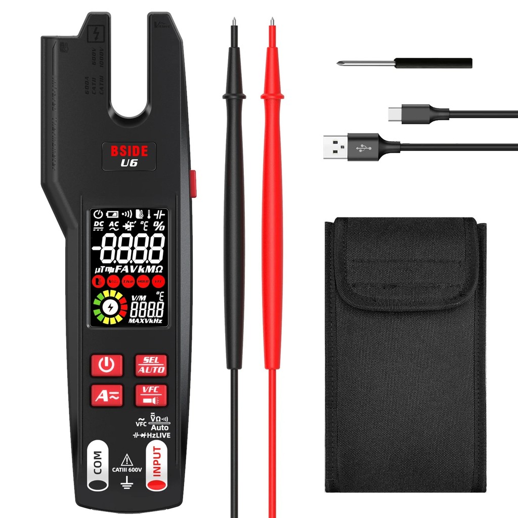 CZPB Bside U6 อัจฉริยะ Digital Clamp Meter DC Current ช่วงอัตโนมัติ True RMS Amperemeter เครื่องทดสอ