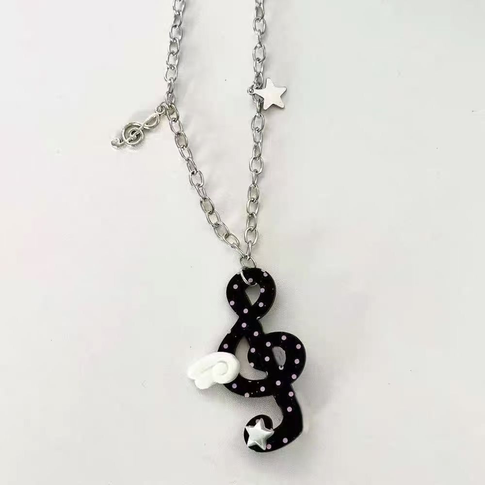 ✨ร้านแนะนํา✨สไตล์หวานเย็น Y2K Note Girl Necklace Millennium Style Sweet Asian Culture Niche Sweater 