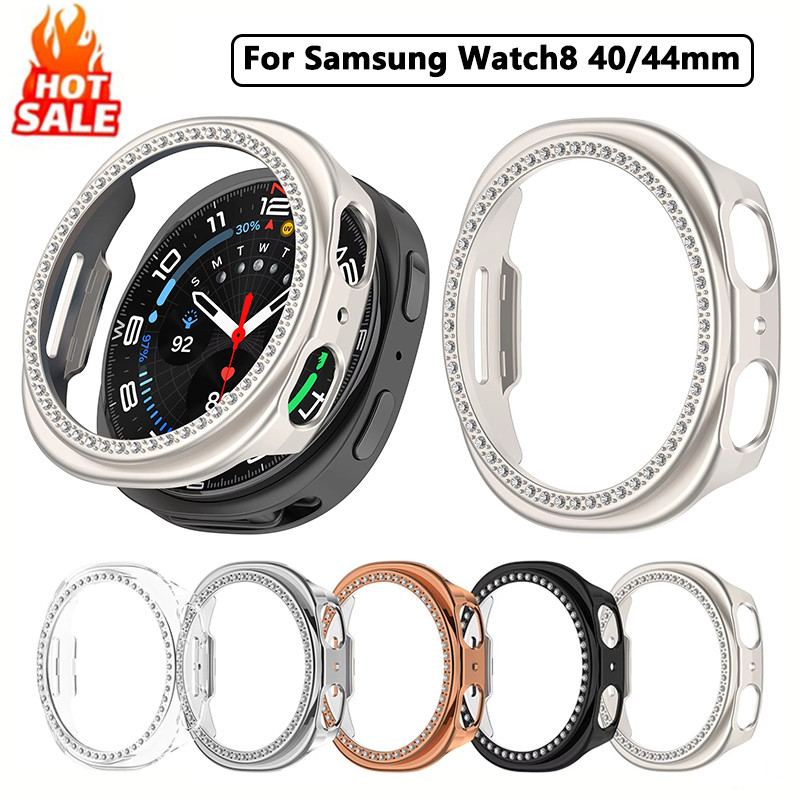 PC สําหรับ Samsung Galaxy Watch 9 8 44 มม.40 มม.ไม่มีหน้าจอเพชร Hard PC สําหรับ Galaxy Watch9 Watch8 กรณีสมาร์ทนาฬิกากันชนอุปกรณ์เสริม