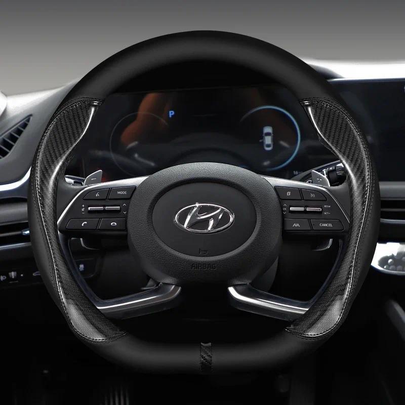 ที่หุ้มพวงมาลัยรถยนต์หนัง PU สําหรับ Hyundai i40 i30 i10 ix35 ix25 Tucson Accent Elantra Santa Fe Cr