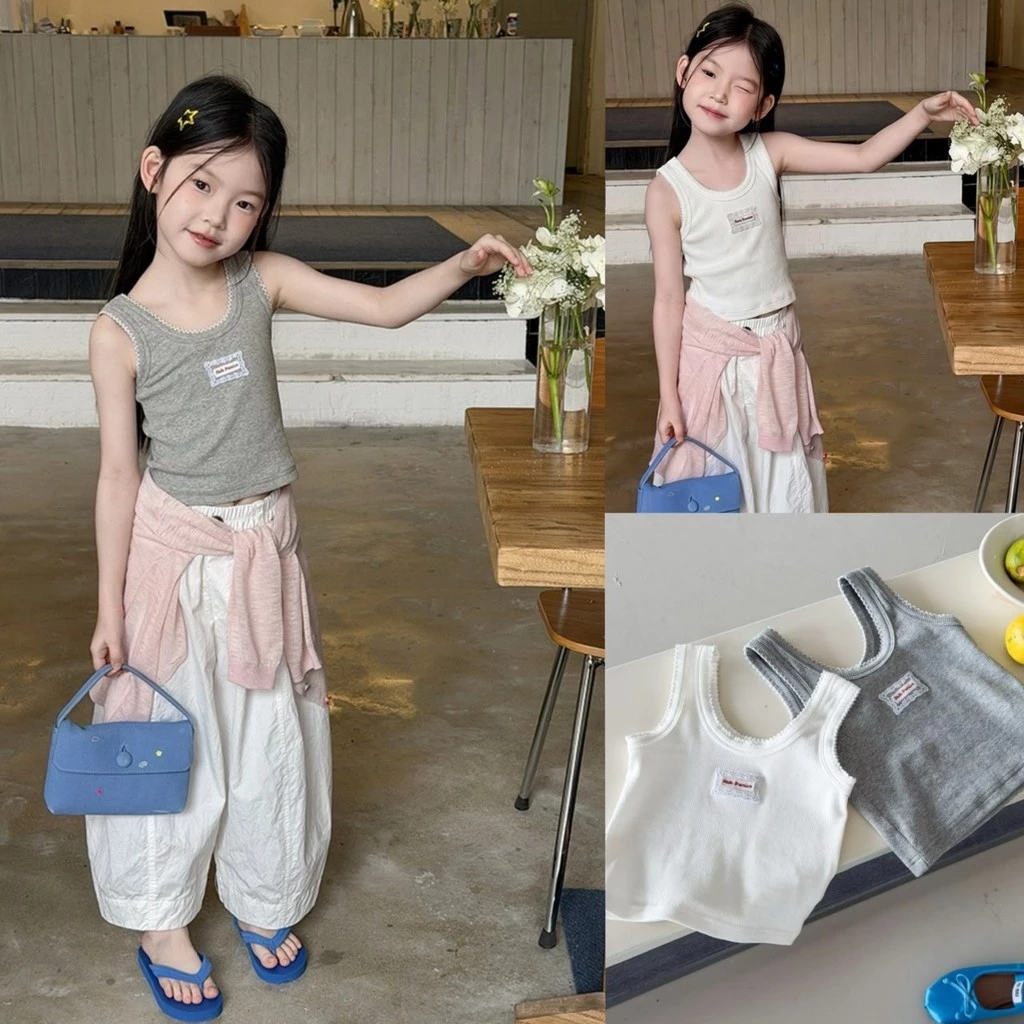PRETTY BABY เสื้อเด็ก เสื้อกล้าม เสื้อแขนกุด เนื้อผ้าร่อง (2367)