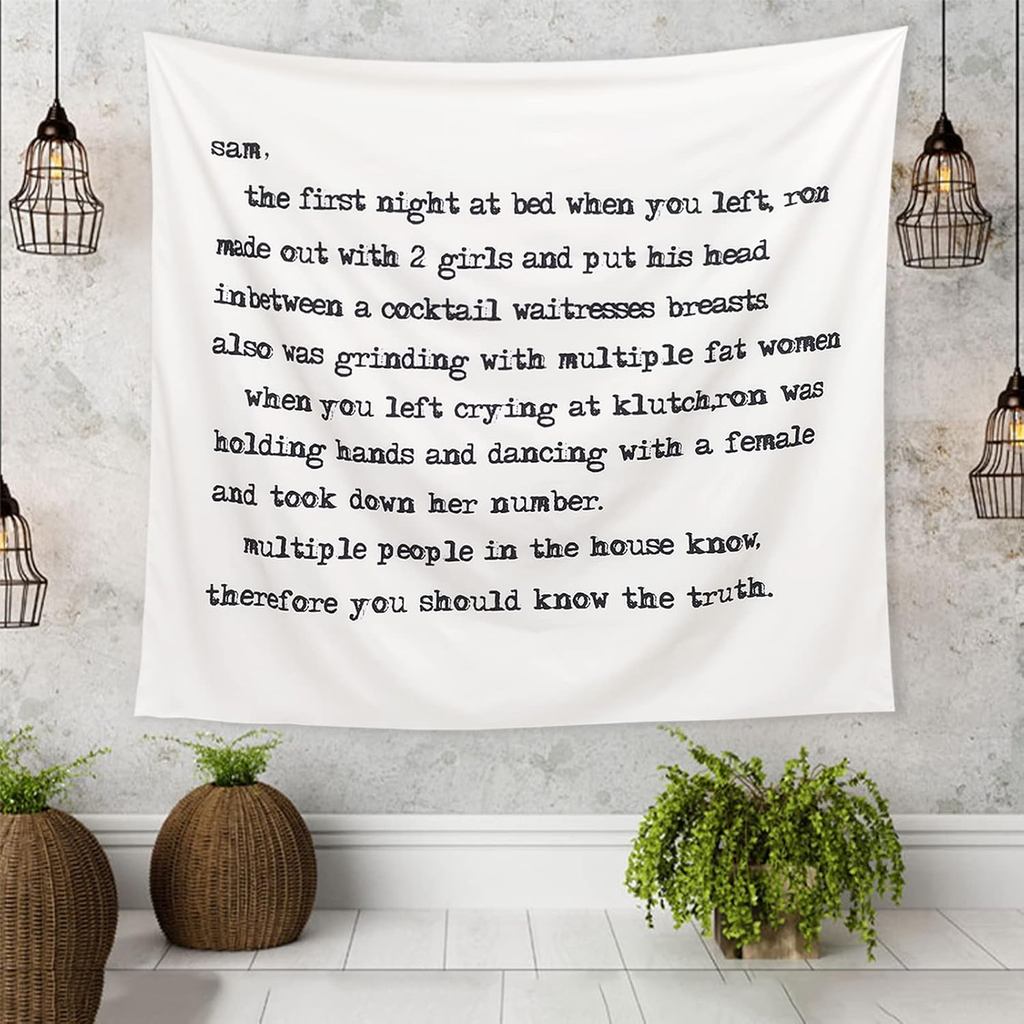 DESSOZAR Jersey Shore Tapestry ตลกคํา Letter To Sammi 3D Boutique Words Retro Tapestry สําหรับปาร์ตี