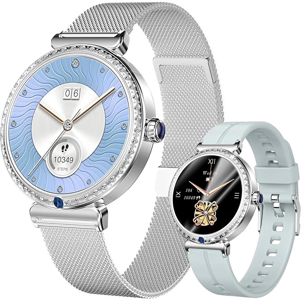 H17 สมาร์ทวอท์ชสําหรับผู้หญิง,การโทรบลูทูธ,1.28"HD Round Design,Fitness Tracker,24/7 Pedometer/Heart