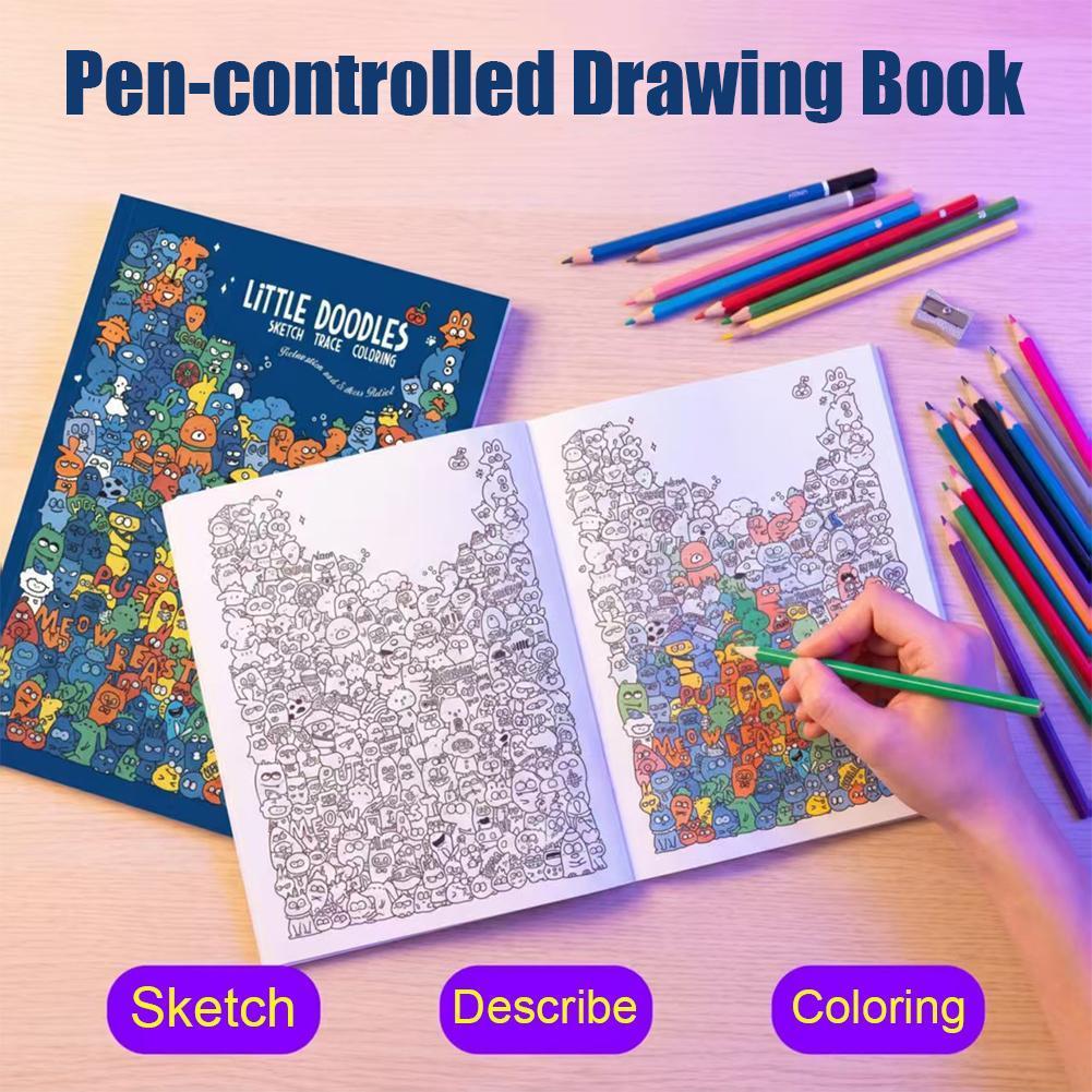 สมุดระบายสีสําหรับผู้ใหญ่ Stress Relief Doodle Drawing Book B0z5