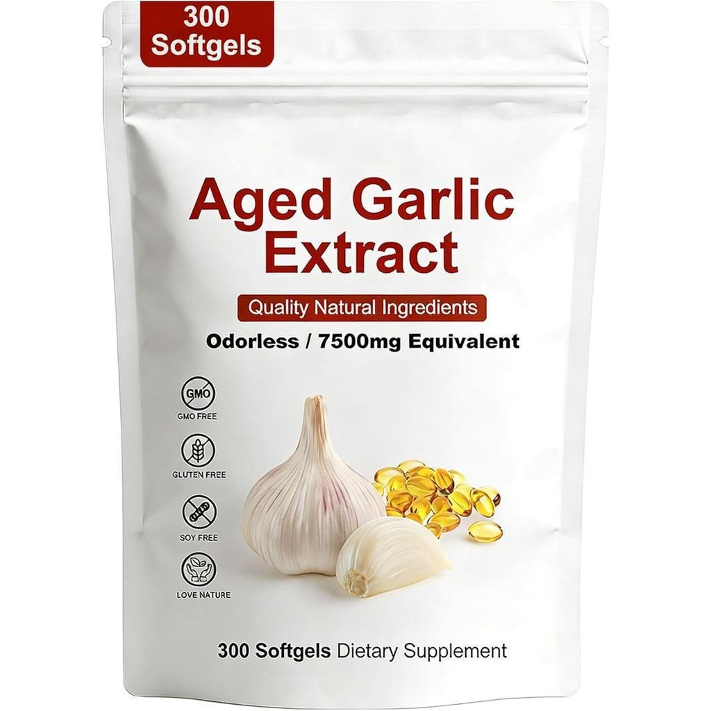 ElareAedGarlicExtractOdorlessSoftgels,300Mount,OrganicAedGarlicExtractCaps,For2Years-forHeart&Immune