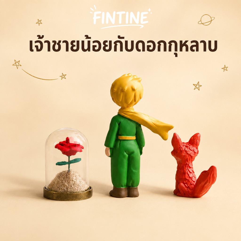เจ้าชายน้อยปกป้องกุหลาบ ฟิกเกอร์ตกแต่งโต๊ะฮีลใจ พร้อมจิ้งจอก ของแต่งห้องสไตล์เทพนิยาย ของขวัญวันเกิด วาเลนไทน์