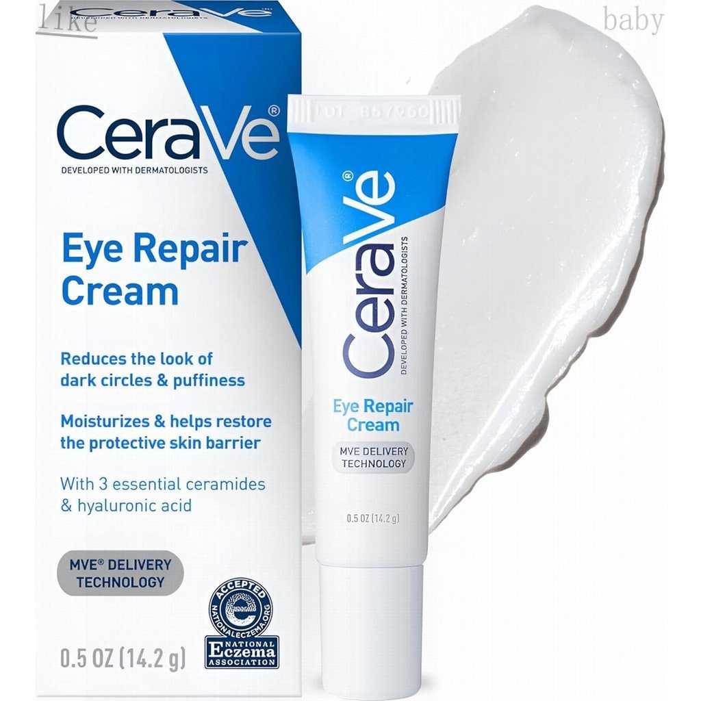CeraVe Eye Repair Cream ครีมบํารุงผิวป้องกันบวมและถุงใต้ตา 0.5oz|ผลิตภัณฑ์ดูแลผิวครีมบํารุงรอบดวงตาก