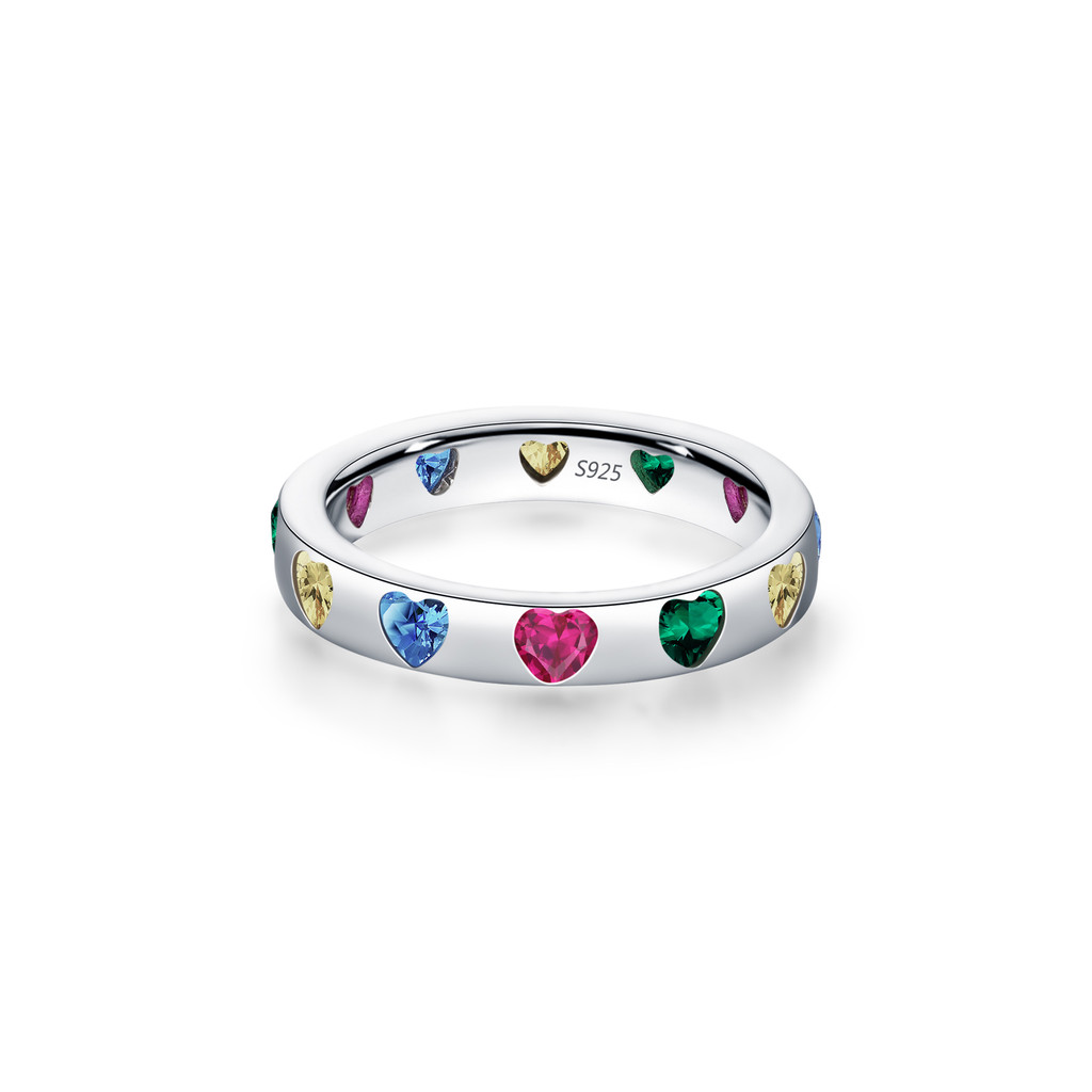 MODIAN MODIAN S925 เงินสเตอร์ลิงญี่ปุ่นหวาน Rainbow Love แหวนหญิง Niche Design Girly แหวน