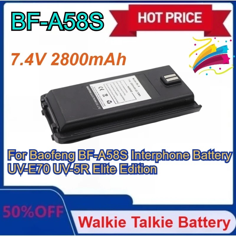 ใหม่ BF-A58S แบตเตอรี่ 7.4V 2800mAh อัพเกรด A58S S58 BL-10 UV368D 358D GP-UV98R Walkie Talkie Li-ion