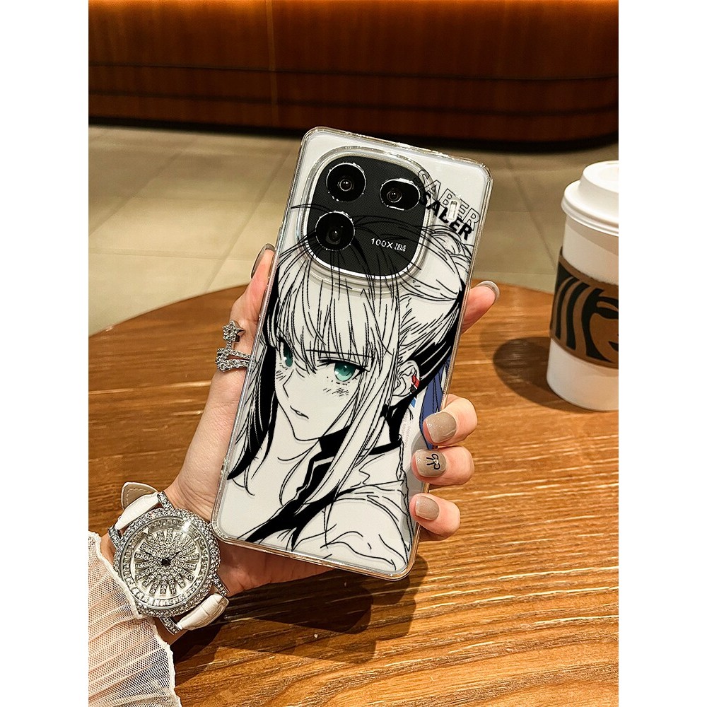 เหมาะสําหรับ iQOO15 เคสโทรศัพท์โปร่งใสเส้นร่าง saber สองมิติ iQOO13 เคสป้องกัน neo10 นุ่ม z10 การ์ตู