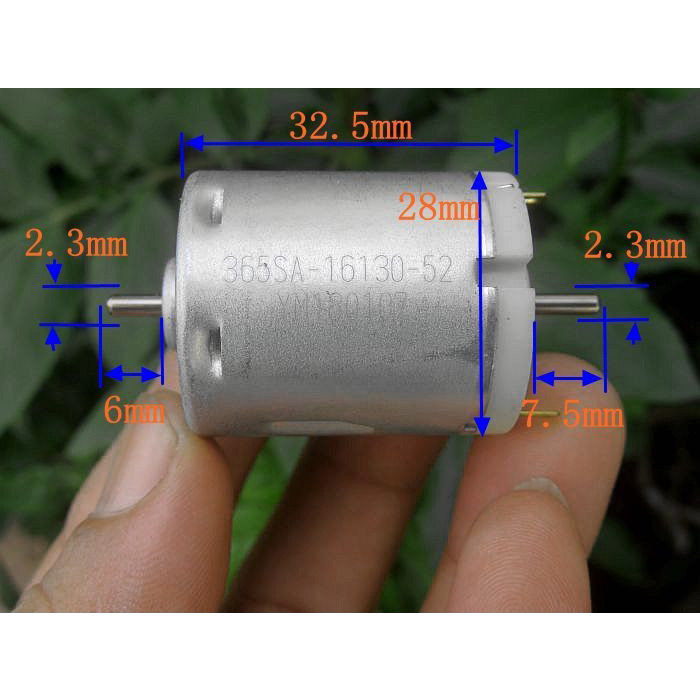 Jiangge 365SA-16130 มอเตอร์ DC แม่เหล็กที่แข็งแกร่งมอเตอร์แปรงคาร์บอนแกนคู่ 12V 6800 Rpm