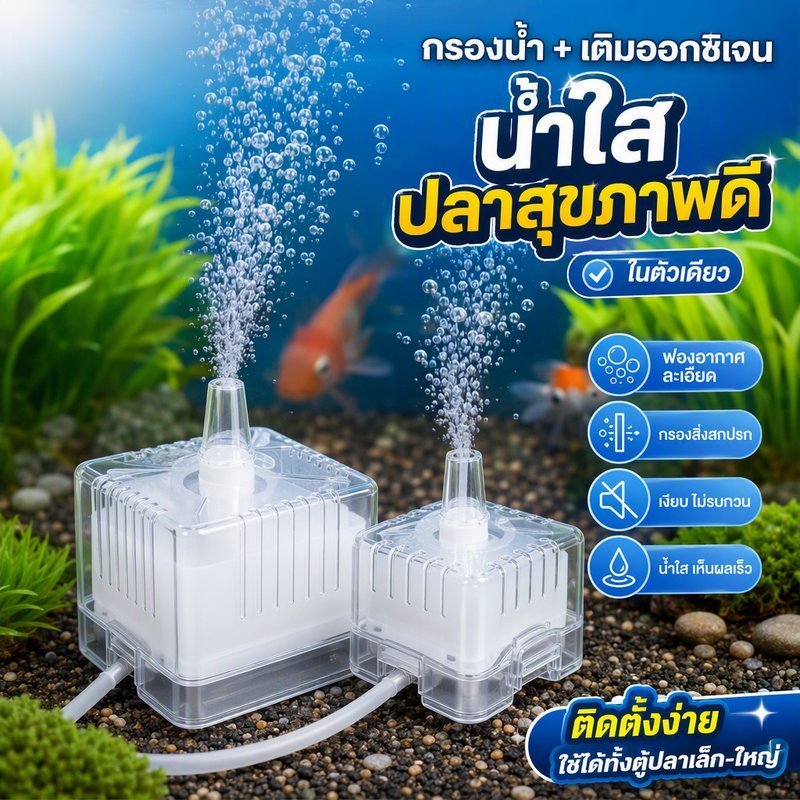 กรองตู้ปลา ตู้ปลากรอง ออกซิเจนปลา ปั๊มน้ําUSB ทำให้น้ำสะอาด เหมาะน้ำไม่เกิน40L ไม่มีเสียงรบกวน
