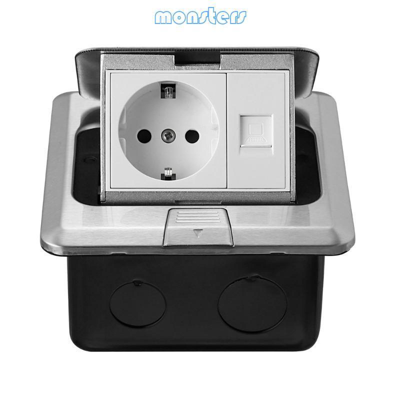 【Premium】 Stainless Steel Receptacle Outlet Pop-Up Floor Electric Outlet Floor Socket Waterproof Ele