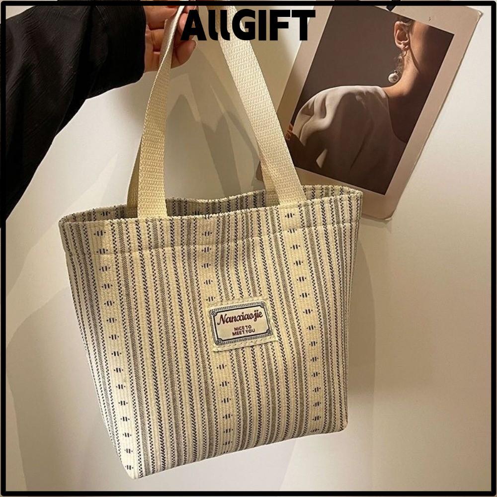 AllGIFT ALLGIFT กระเป๋าโท้ทลายทาง, กระเป๋าผ้าแคนวาสทนทานอเนกประสงค์, กระเป๋าสะพายความจุขนาดใหญ่น้ําหนักเบา Commuting