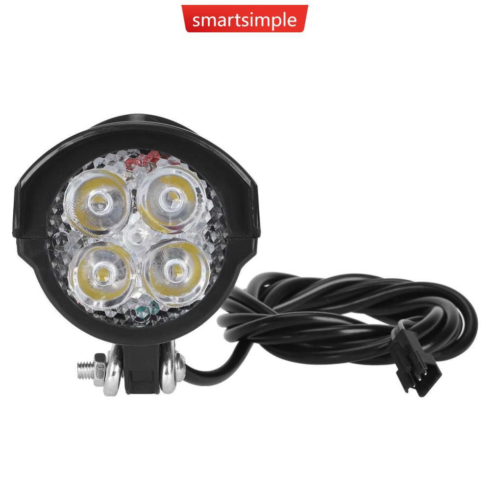 SMARTSIMPLE 36V 48V 60V E-Bike Horn Light จักรยานไฟฟ้า 4 LED ไฟหน้า 12W 18W 2 in 1 แตรและแสงจักรยาน 