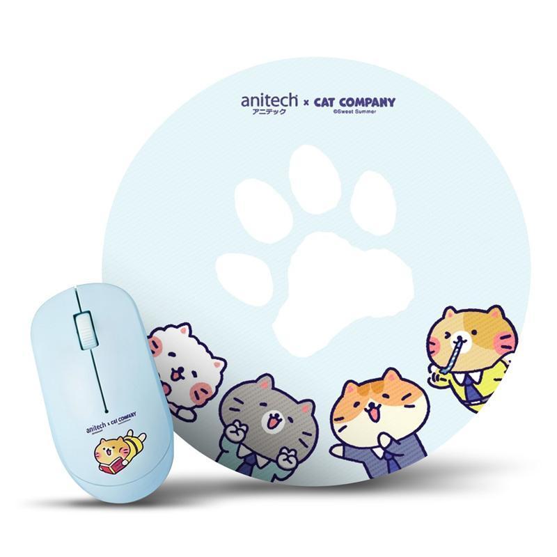 anitech CAT-WMP01-BL ชุดเมาส์ไร้สายและแผ่นรองเมาส์