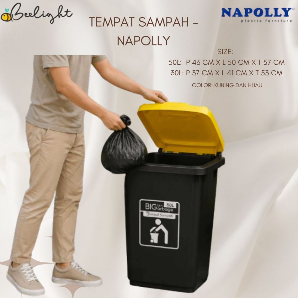 NAPLLY 30L 50L BIG BIN TRASH CAN - FLIP LID - กันน้ํา, ODOR-PROOF, และ STURDY
