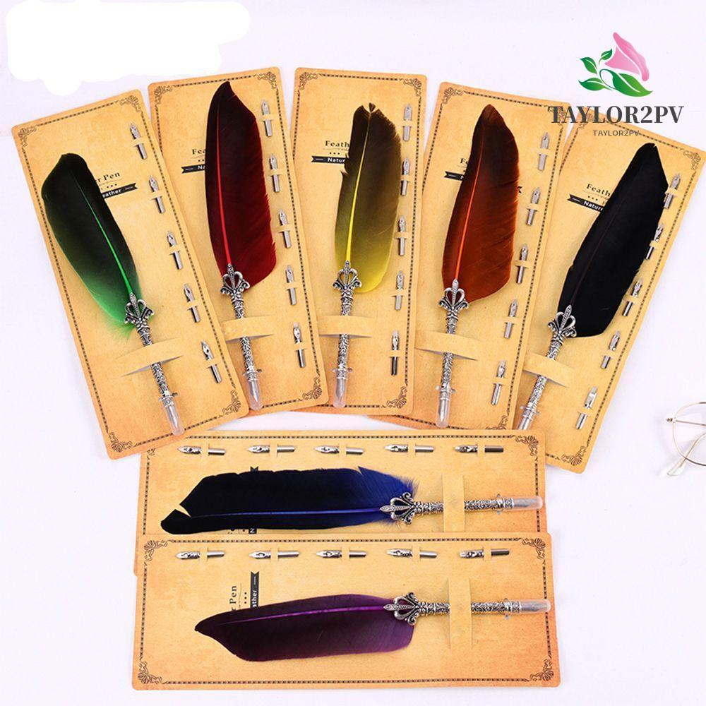 TAYLOR2PV Fountain Pen Wedding Vintage Oblique Dip Feather Set Chancery Pens Fon Nib