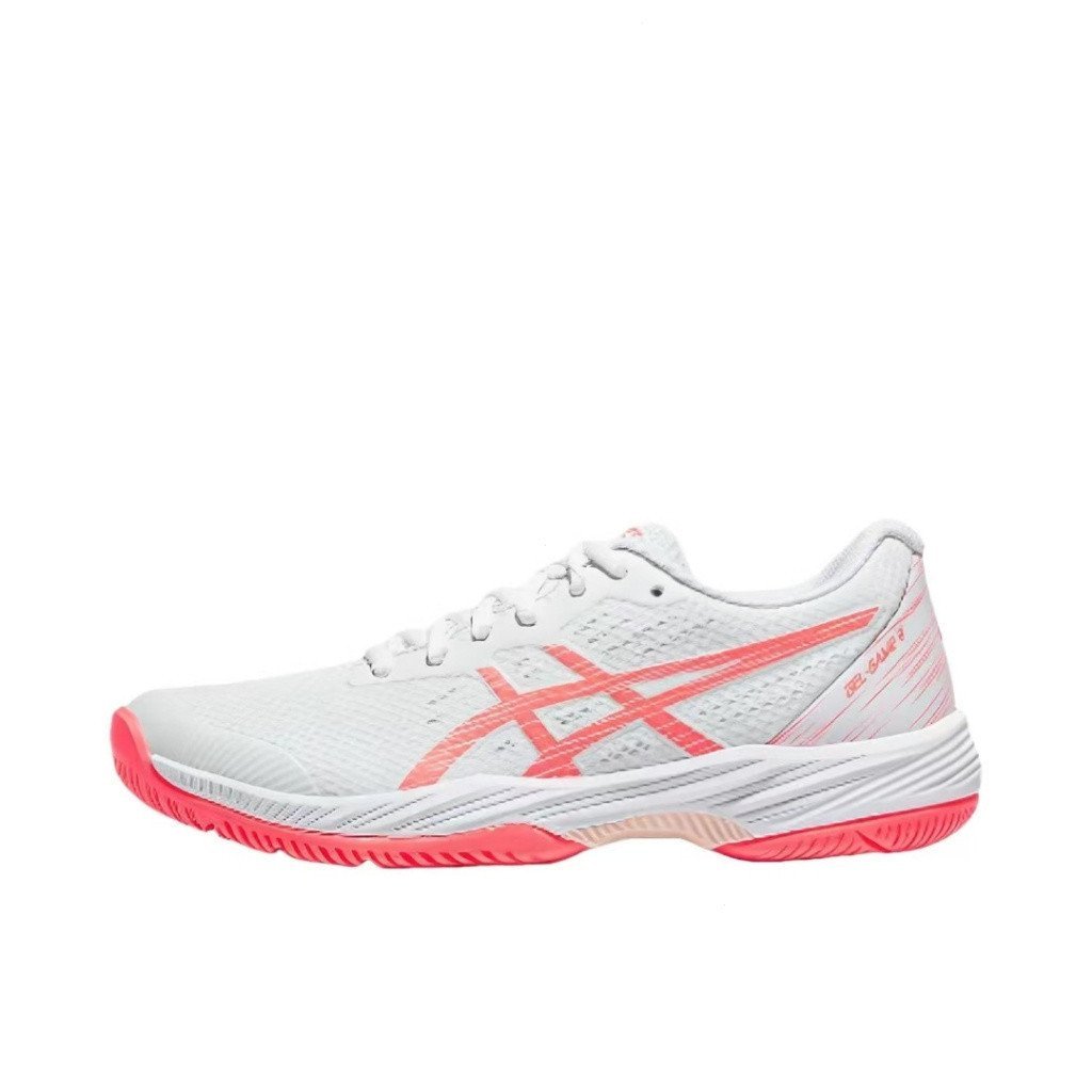 C6AP Asics Gel-Game 9 Womens Breathable Low Top รองเท้าเทนนิสสีขาวสีชมพู 9DOE
