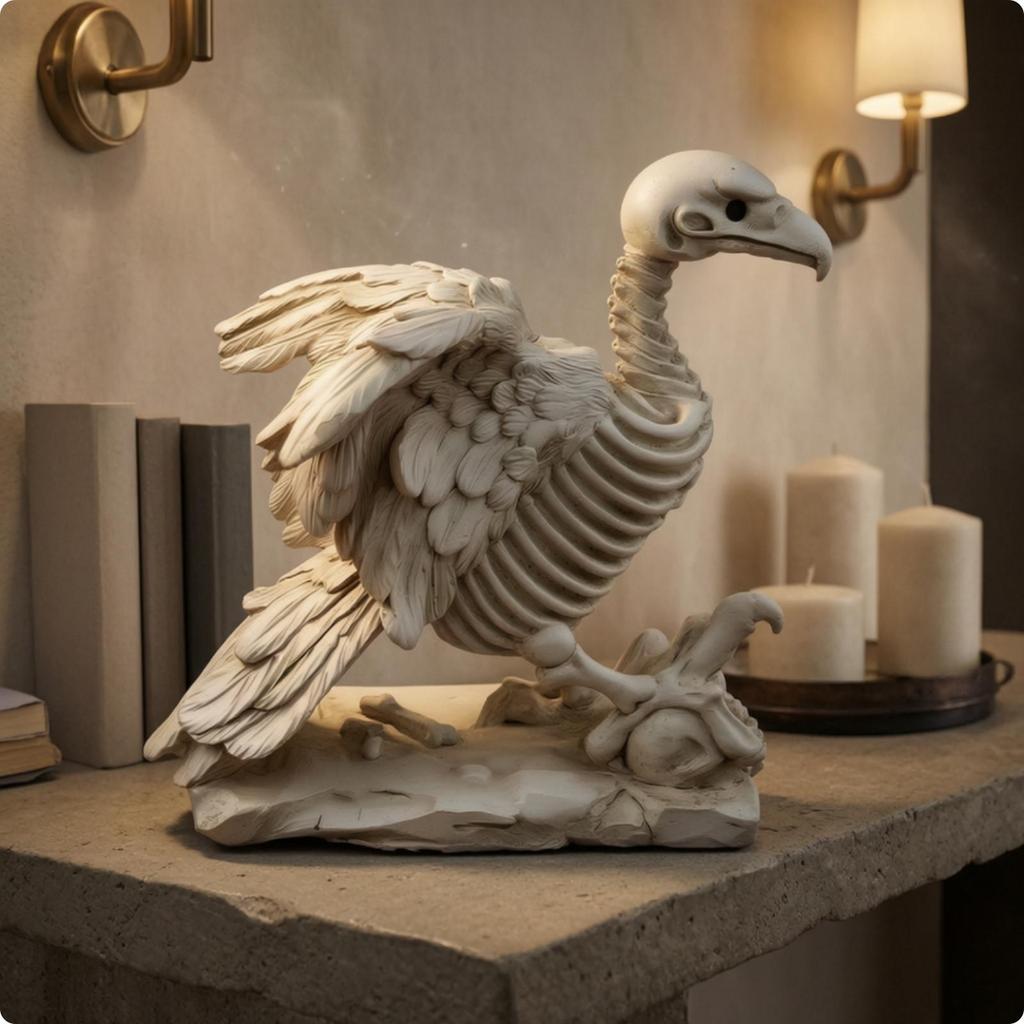 [dimccapyh] Vulture Skeleton Sculpture Skeletal Vulture Skeleton Haunting Scary for Mantel, Shelf
