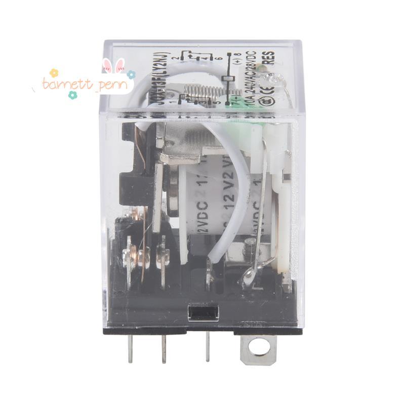 JQX-13F LY2 DC 12V คอยล์ 8-Pin DPDT สีเขียว LED รีเลย์แม่เหล็กไฟฟ้า
