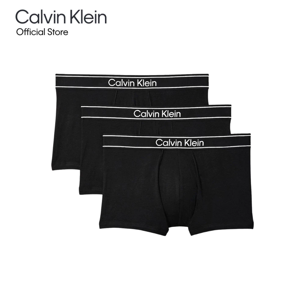 CALVIN KLEIN กางเกงในผู้ชายแพ็ค 3 ชิ้น Viscose Cotton Blend ทรง Low Rise Trunk รุ่น NP2828O UB1-สีดำ