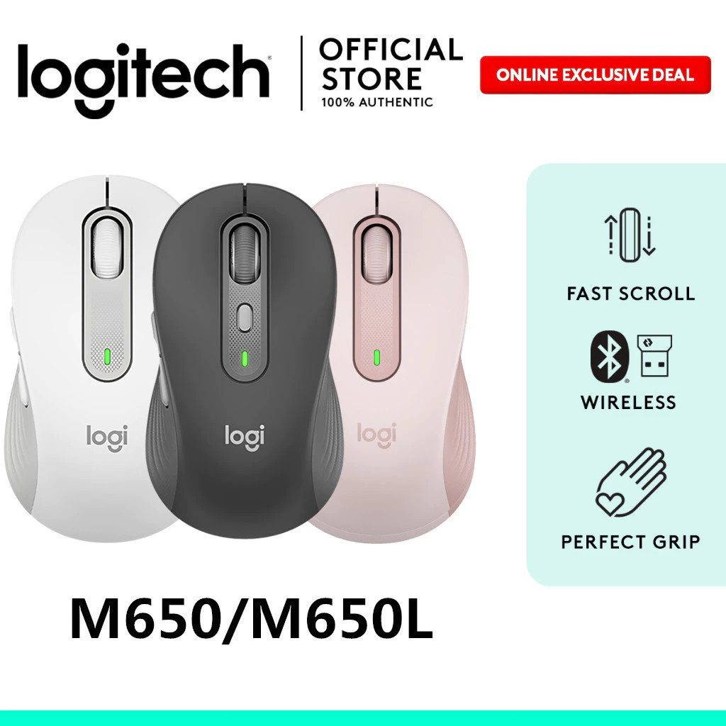 เมาส์เงียบบลูทูธไร้สาย Logitech Signature M650/M650L 400 DPI