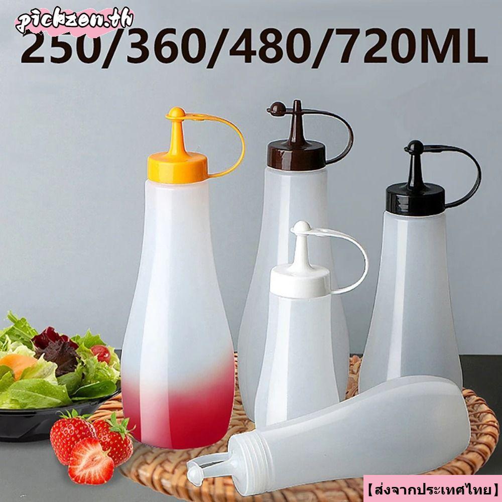 【จัดส่งจากประเทศไทย】PICKZEN 1 ชิ้นขวดเครื่องปรุงรส 4 ความจุซอสร้อนน้ํามันมะกอกขวดบีบ, 250/360/480/720ml Gadgets ครัวพลาสติก Squirt คอนเทนเนอร์ขวด