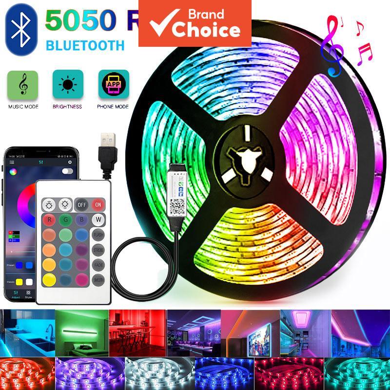 แถบไฟ LED 5050 RGB USB 5V แบบยืดหยุ่น กาวในตัว ใช้งานร่วมกับแอป Tuya Smart Life สําหรับทีวีและคอมพิวเตอร์ตั้งโต๊ะ