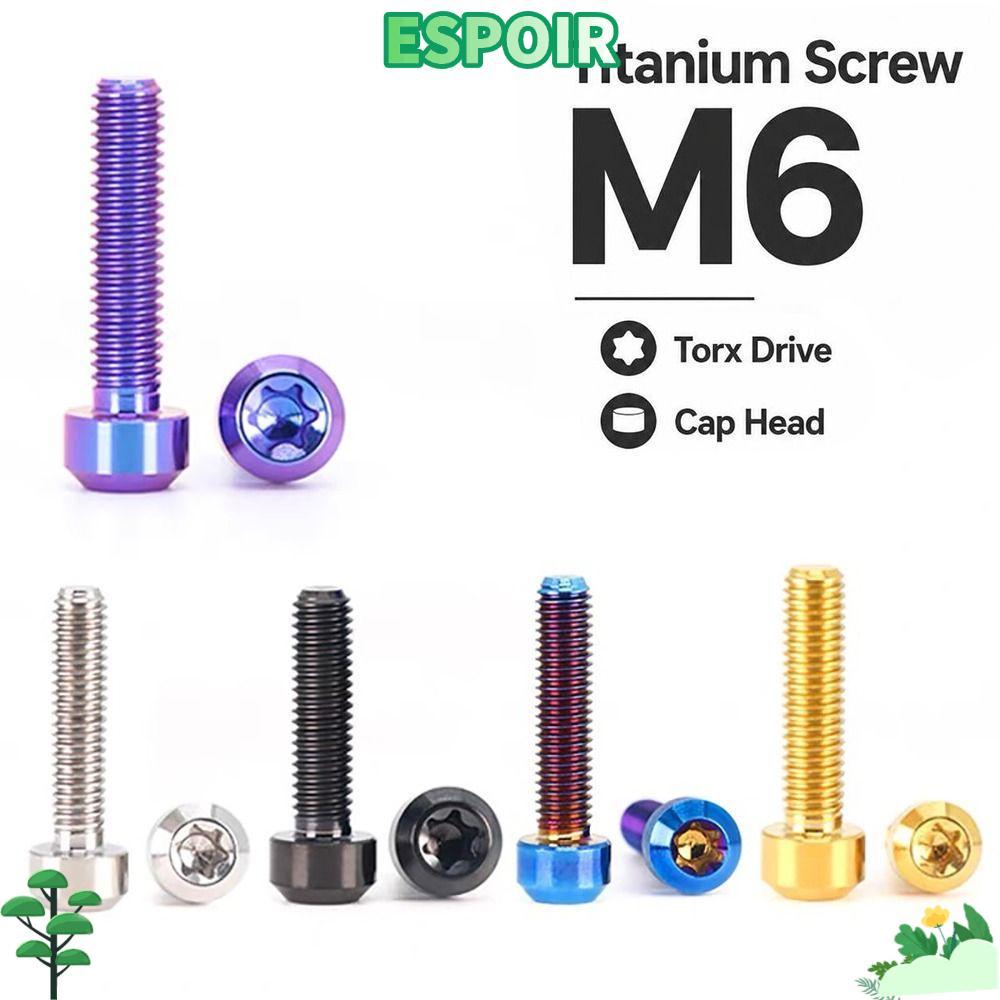 IESPOIRHA Torx Bolt, Titanium Six-Lobe Head Titanium Screw,ทนทานM6 Torx Drive Titanium Boltอัพเกรดรถ