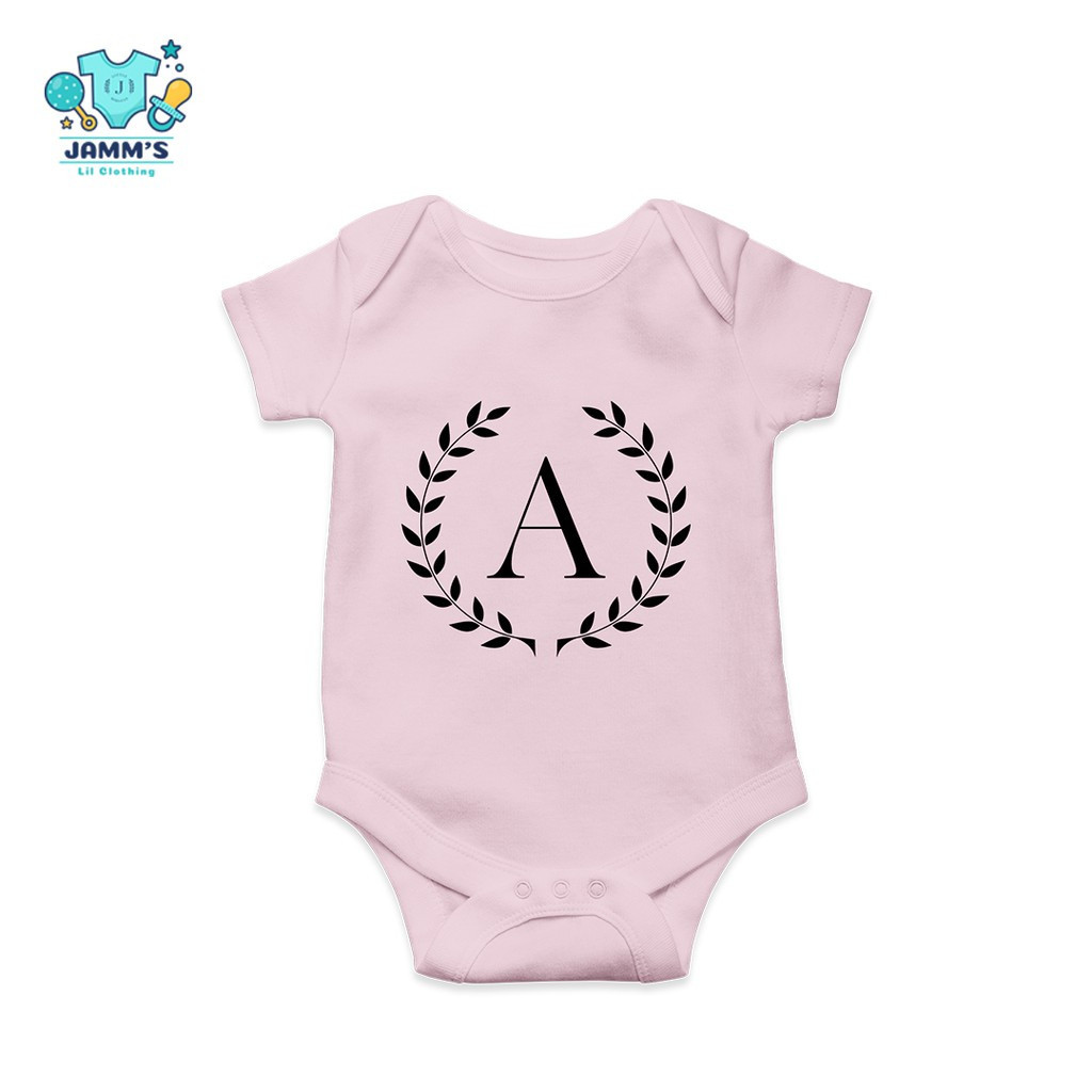 Letter Initials Design สีชมพู - เครื่องแต่งกาย romper baby onesies สําหรับผ้าฝ้ายเด็กชายและเด็กหญิง 