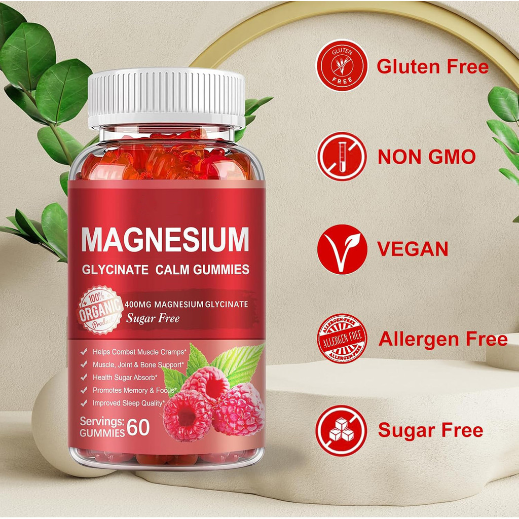 พร้อมสต็อก ขายร้อน Raspberry Gummy Bear MAGNESIUM ผลิตภัณฑ์เสริมอาหาร Gummy Bear