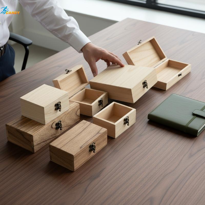 NDY 1/3 ชิ้น Rustic สไตล์วินเทจไม้กล่องเก็บบานพับฝาปิด Keepsake กล่องสําหรับ Trinket ตกแต่งบ้านหัตถกรรม Art งานอดิเรก N