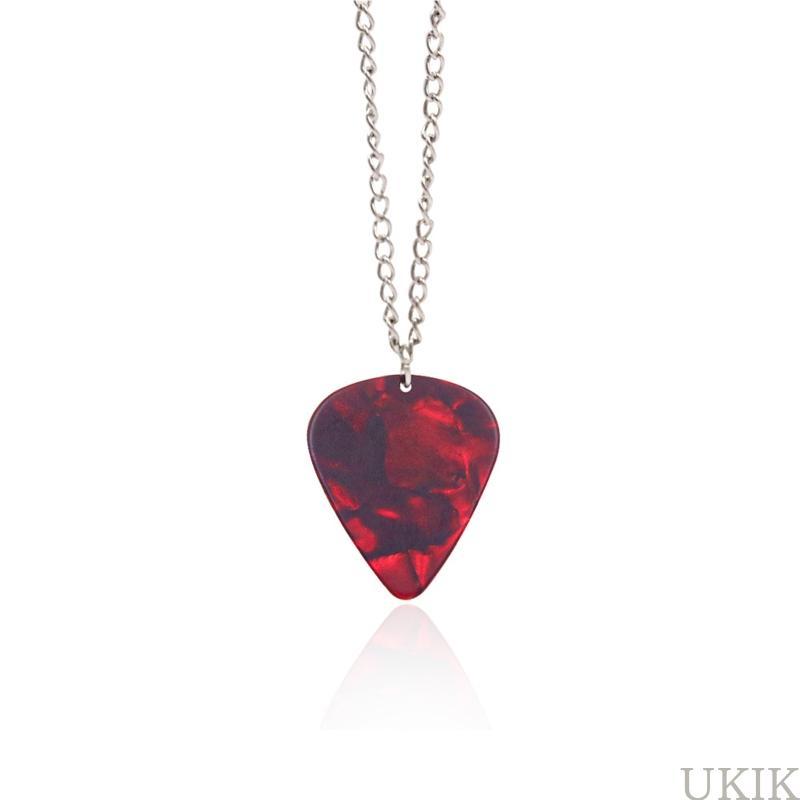 UKIK Guitar Pick Necklace Heart Ruby Pendant Eddie Munson Necklace Strange Horror Things Guitar Pick