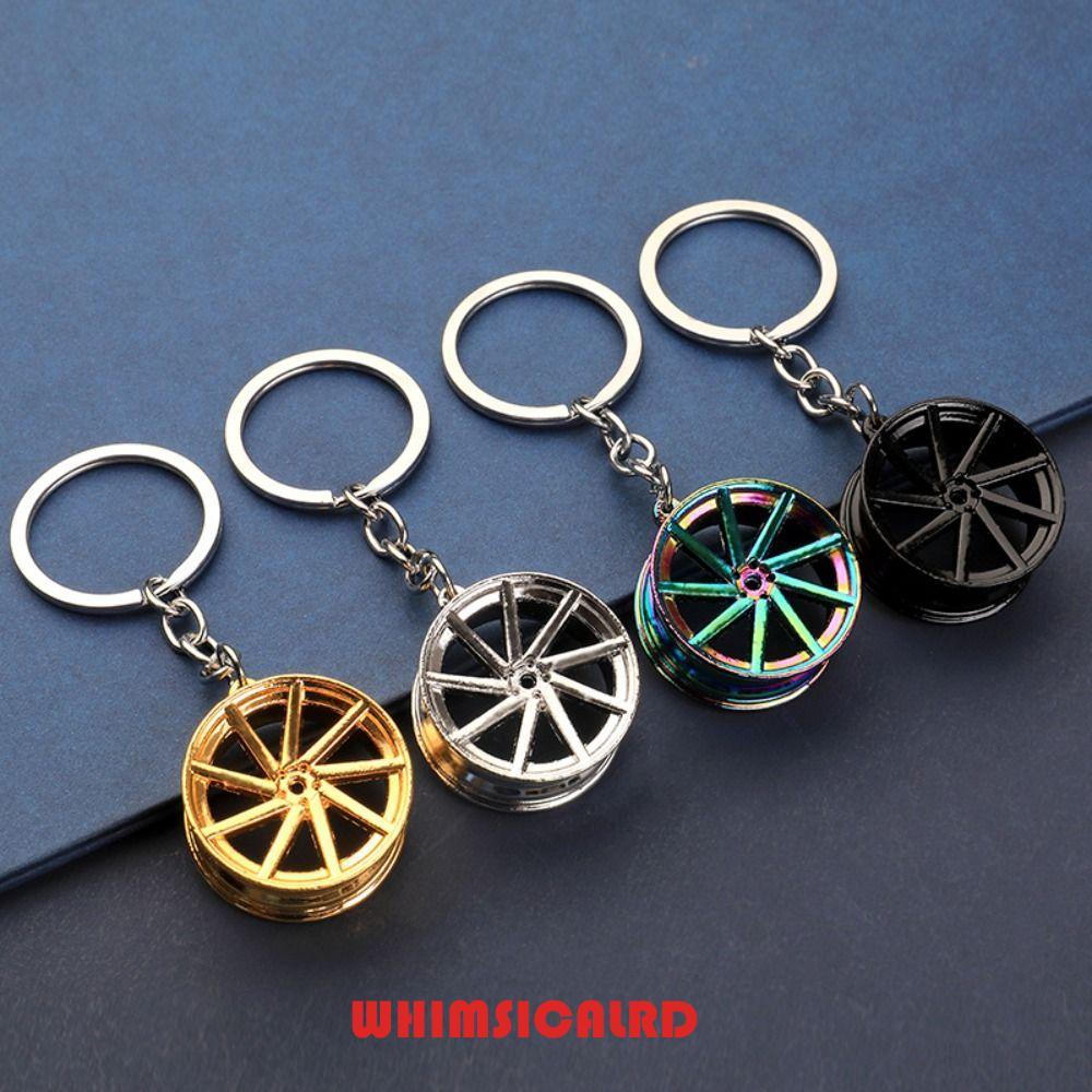 WHIMSICALRD พวงกุญแจรถ, Mini Alloy Tyre Rim Key Holder, Unique INS Wheel Hub Keyring Bag Charms