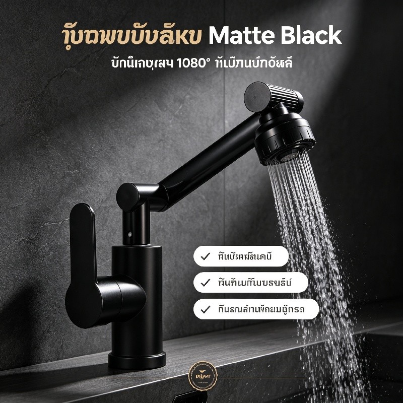 ก๊อกน้ำร้อนเย็น อเนกประสงค์ หมุนได้ 360 องศา ก๊อกน้ำห้องครัว ติดตั้งง่าย ทนทานใช้งานได้ยาวนาน