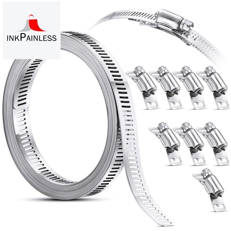 304 Stainless Steel Worm Clamp Hose Clamp Strap with Fasteners Adjustable DIY  Hose Clamp Ducting Cl