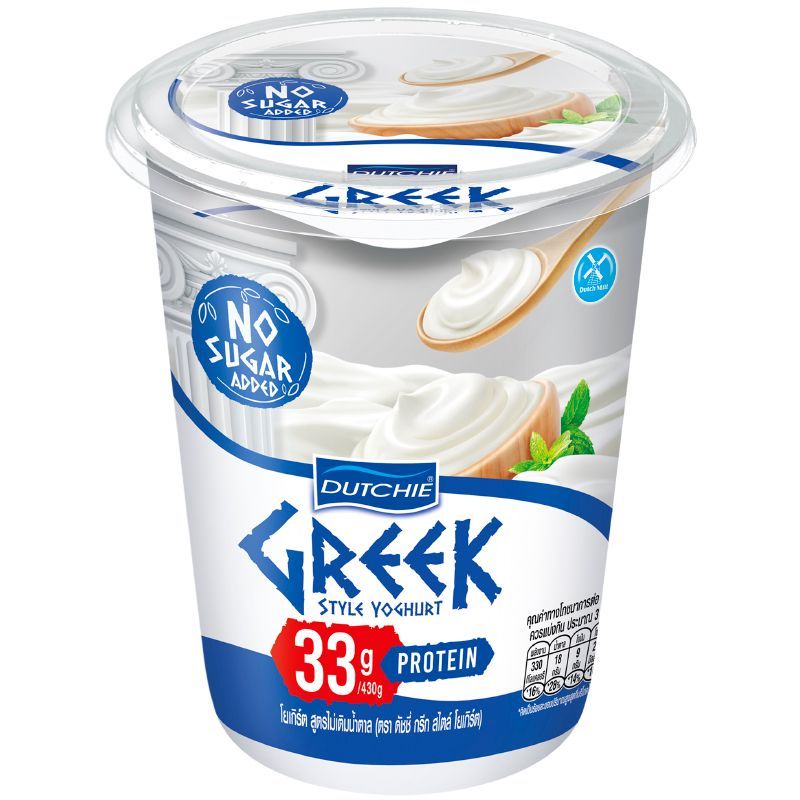 ดัชชี่กรีกสไตล์โยเกิร์ตสูตรไม่เติมน้ำตาล 430ก Dutchie Greek Style Yoghurt No Sugar Added Formula 430g. [8851717910579 ]