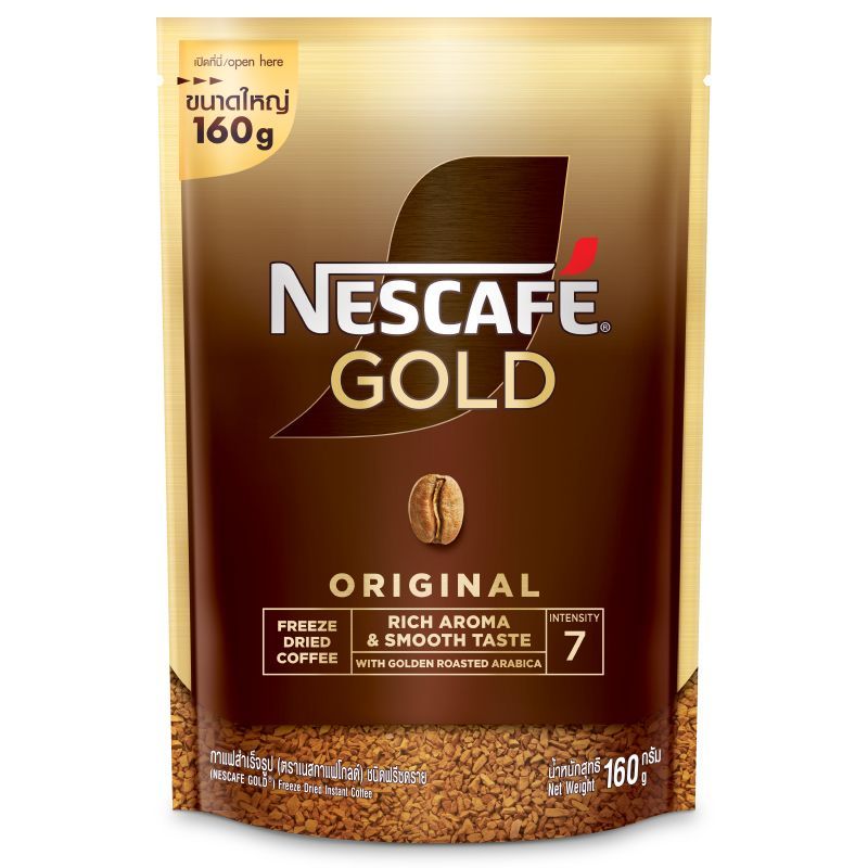 เนสกาแฟโกลด์กาแฟสำเร็จรูปพรีเมี่ยมถุงตั้ง 160ก Nescafe Gold Premium Instant CoffeeDoy Pack 160g [8850124044280 ]
