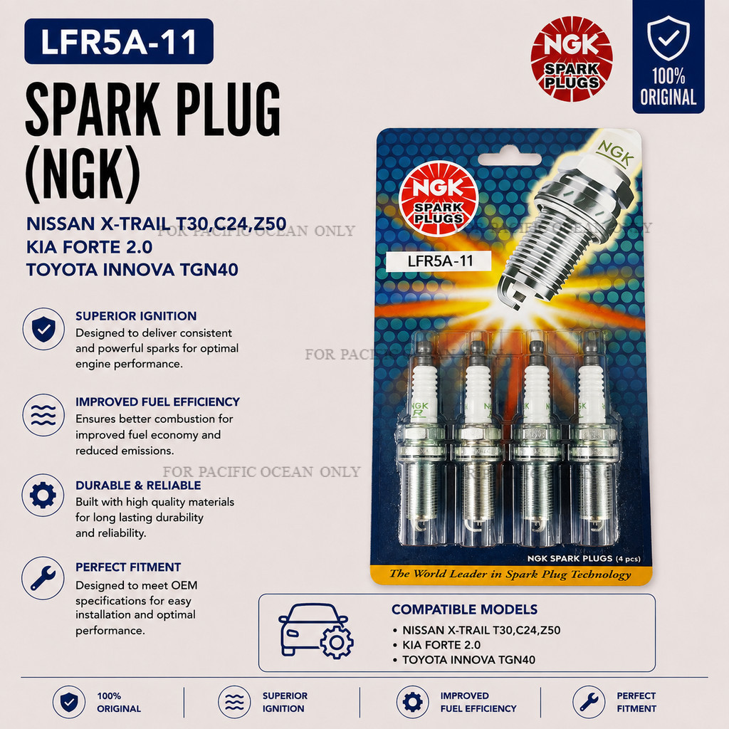 หัวเทียน NGK LFR5A-11 Nissan X-Trail T30 C24 Z50 Kia Forte 2.0 Toyota Innova TGN40