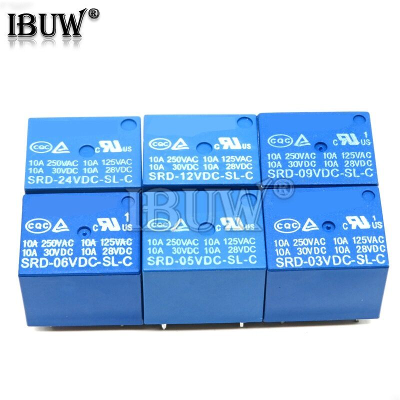 5PCS รีเลย์ SRD-03 05 09 06 24 12VDC-SL-C 5PINS 3V 5V 9V 6V 24V 12V คุณภาพสูง SRD-03VDC-SL-C SRD-05V